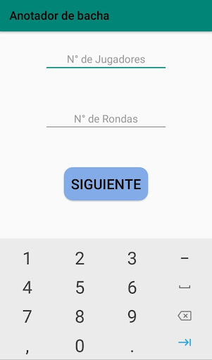 Android application Anotador de bacha screenshort