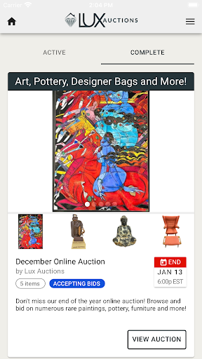 Android application LUX Auctions screenshort