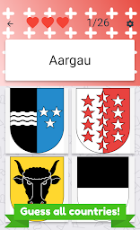 Cantons of Switzerland  -  Crests and Maps quiz