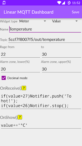 Linear MQTT Dashboard