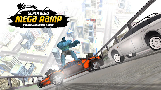 Double Impossible Superhero Mega Ramp: Car Stunts Varies with device screenshots 6