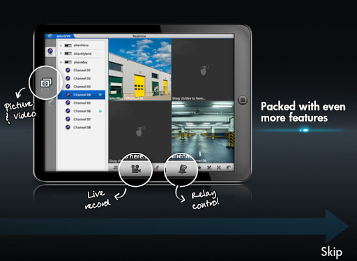 Android application Alien DVR Tablet Client screenshort