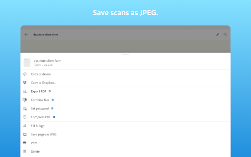 Screenshot Adobe Scan: PDF Scanner, OCR