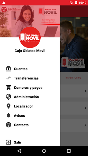 Android application Caja Oblatos Móvil screenshort