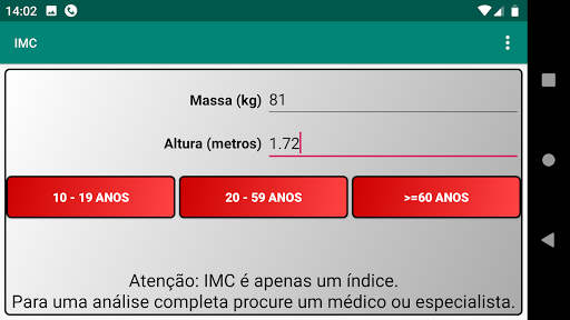 IMC - Índice de Massa Corporal Screen 3