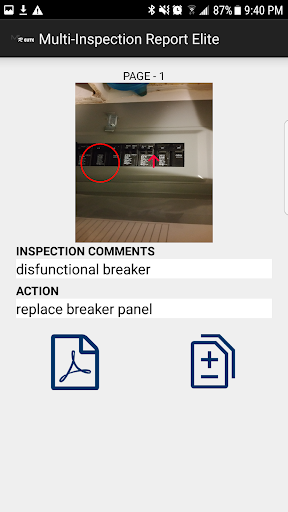 Android application Multi-Inspection Report screenshort