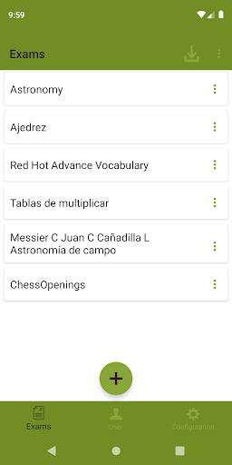 Android application Questionizer: Create exams to screenshort
