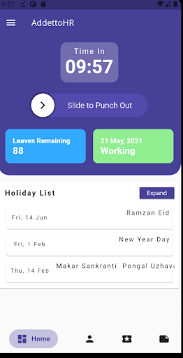 Android application Addetto HRIS screenshort