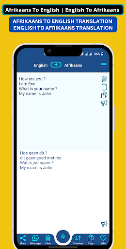 Android application Afrikaans - English Translator screenshort