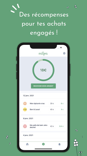 Android application Milpa : cashback responsable ! screenshort