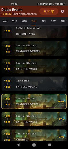 Android application Diablo Events: Weekly calendar screenshort