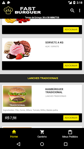 Android application Fast Burguer Hamburgueria screenshort