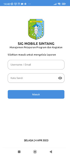 Android application Sekber Sintang screenshort