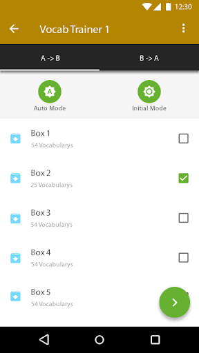 Vocabulary Trainer Screen 2