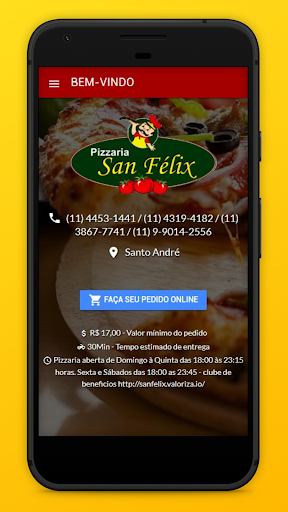 Android application Pizzaria San Felix screenshort
