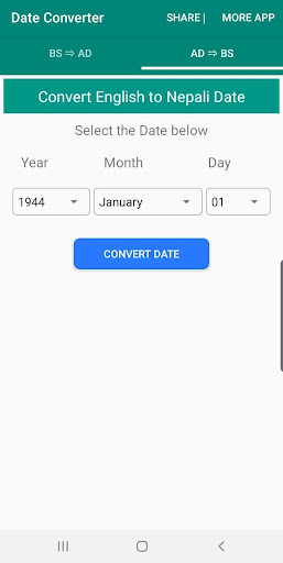 BS to AD Nepali Date Converter Screen 2
