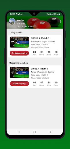 Cloud Snooker Scoring Screen 3