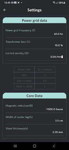 Transformer Calc pro Screen 2