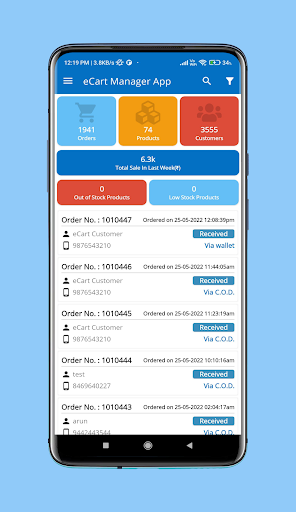 eCart Single Vendor Admin App Screen 2