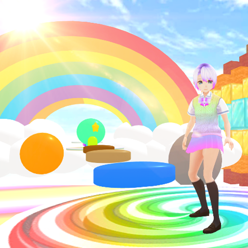 Rainbow block obby anime girl logo