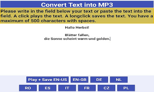 Easy TTS to MP3 Screen 3