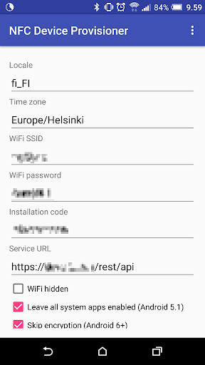 NFC Device Provisioner Screen 2