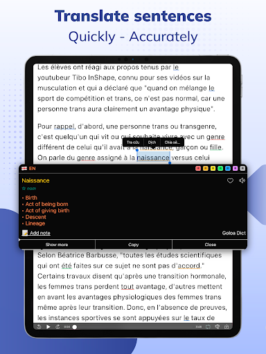 Screenshot of Todaii: Learn French by news