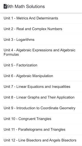 Android application 9th Class Math Key book screenshort