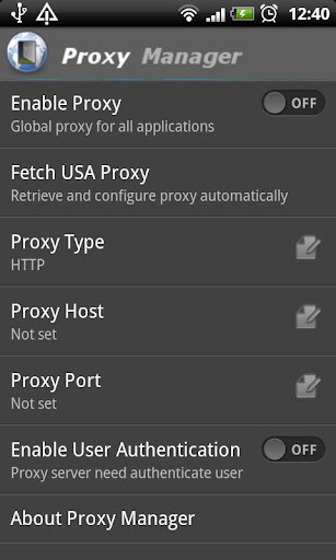 Android application Proxy Manager screenshort