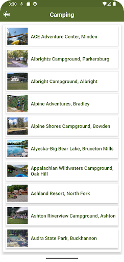 West Virginia Campgrounds Screen 3
