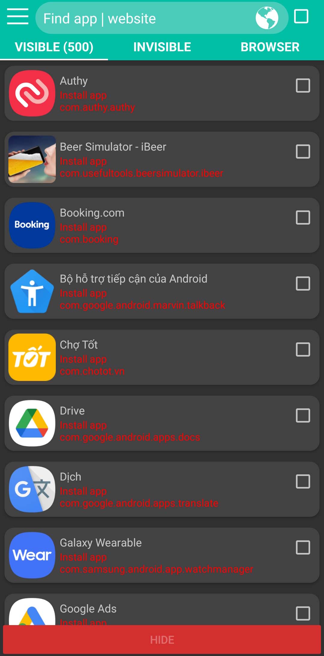 Android application Hide application - Hide app screenshort