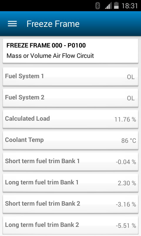 Android application ELMScan Toyota screenshort