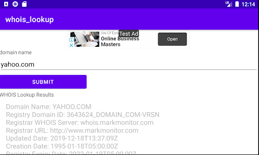 Simple WHOIS domain lookup