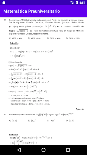 Matemática Preuniversitario Screen 2