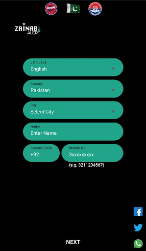 Android application Zainab Alert screenshort