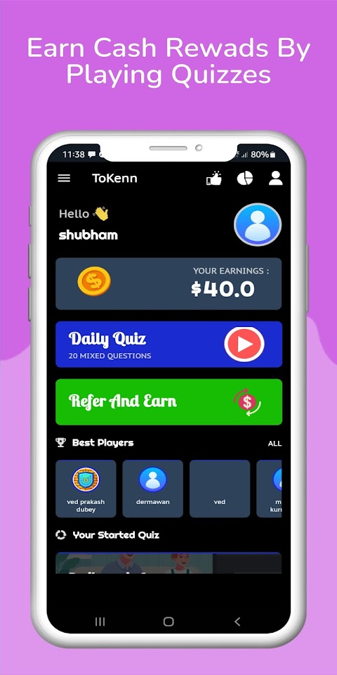 ToKenn - Cash Rewards App Play Quiz Make Moneyのおすすめ画像1