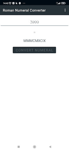 Android application Roman Numeral Converter screenshort