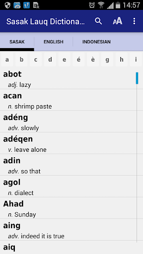 Android application Sasak Lauq Dictionary screenshort