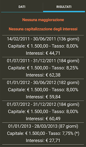Calcolo interessi di mora Screen 2
