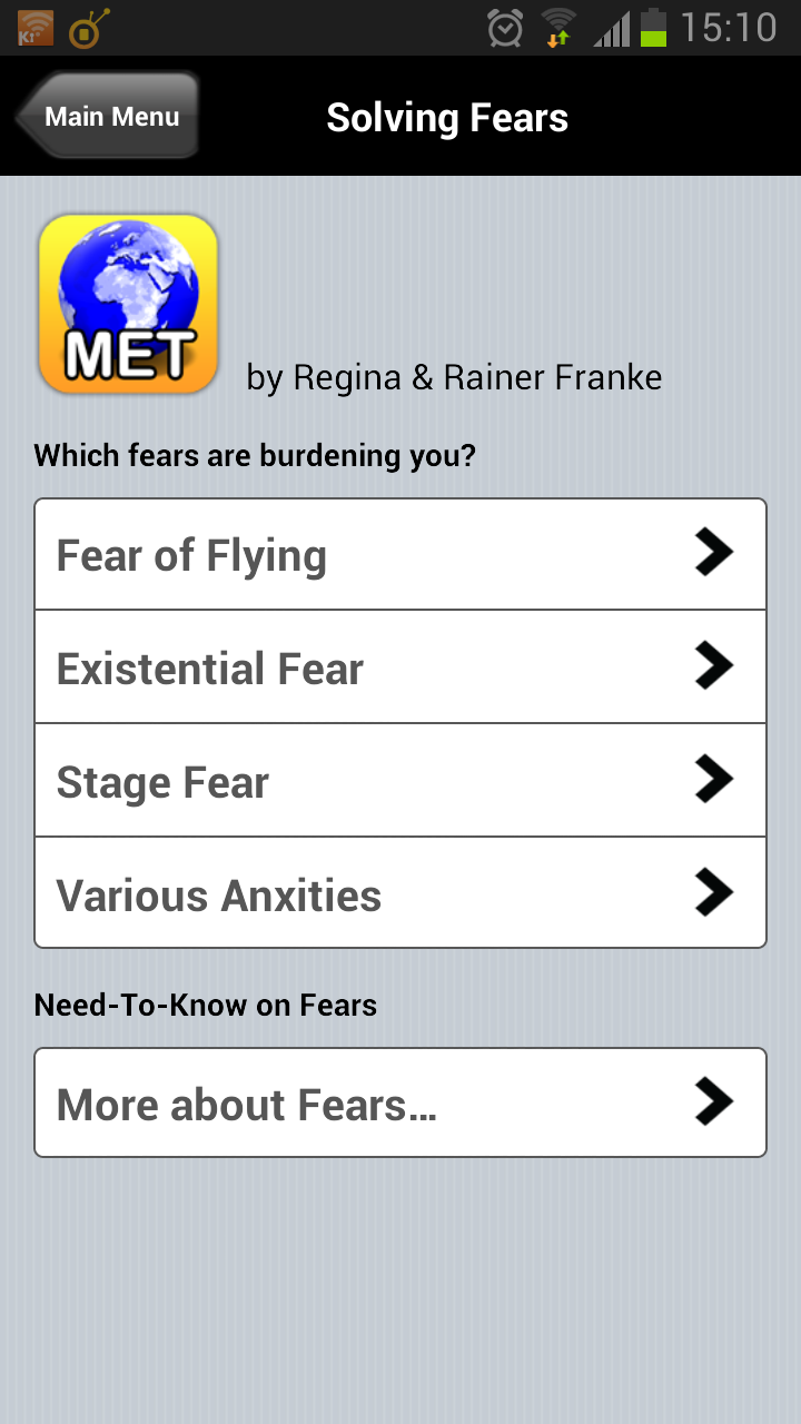 Android application MET-Tapping-eft solving fears screenshort