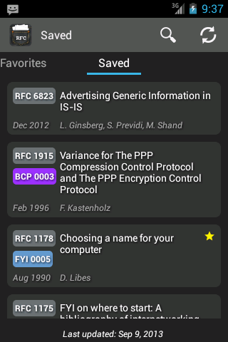 Android application Pocket RFC screenshort