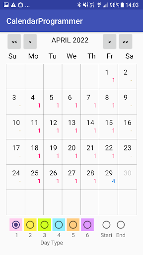 Solagen Calendar Programmer Screen 2