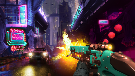 Cyberpunk shooter gun game Screenshot
