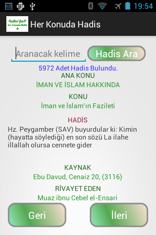 Android application Her Konuda Hadis screenshort