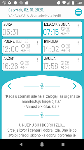 Android application Semerkand Vaktija BiH screenshort