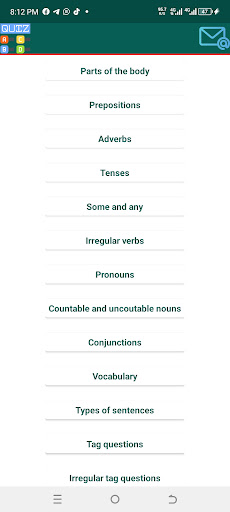 English quiz Screen 2