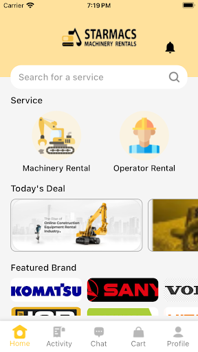 Android application StarMacs Machinery Rental screenshort