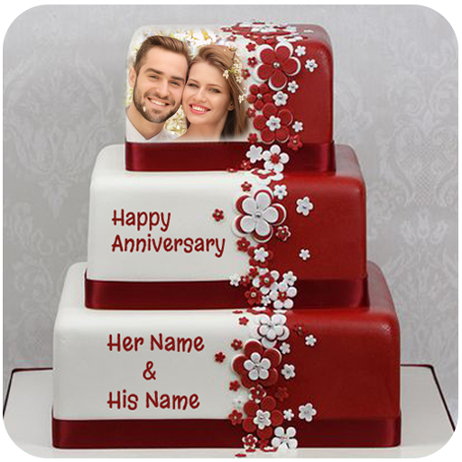 Name On Anniversary Cake Photo  Icon