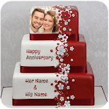 Name Photo On Anniversary Cake Photo Frame icon
