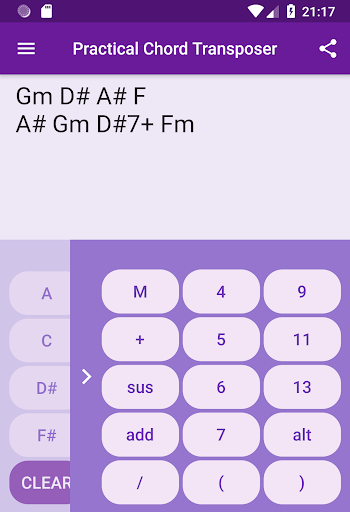 Practical Chord Transposer Screen 3